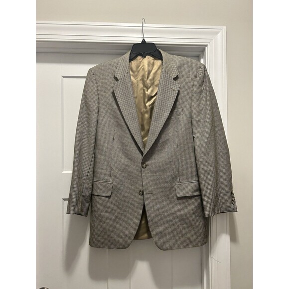Jos A Bank Executive Collection Sport Coat Wool Silk 42L Herringbone Camel EUC - Picture 1 of 8